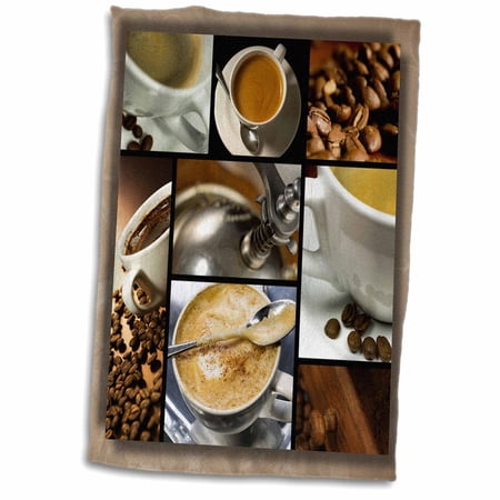 3dRose Coffee Themed Collage - Towel  15 by 22-inch