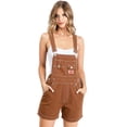 thumbnail image 2 of Revolt Women's Juniors Classic Twill Short Overalls (Rust/White Stitch, Medium), 2 of 2