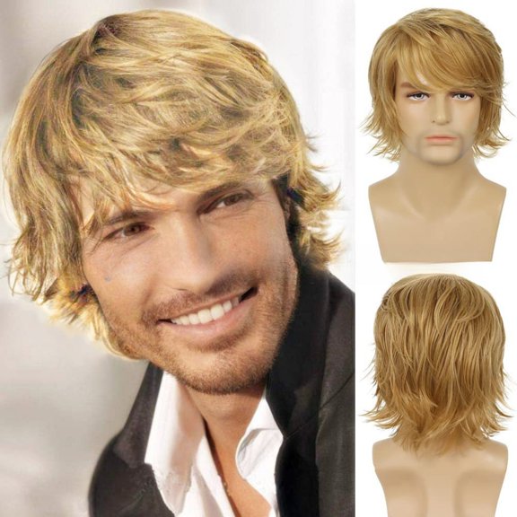 Men's wigs short hair, men's wig replacement wigs realistic men's wigs, synthetic wigs for men's Christmas daily wear