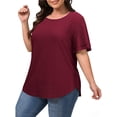 thumbnail image 4 of WellSize Plus Size Tops for Women Eyelet Crew Neck Tunic Blouses Casual Summer Ruffled Short Sleeve Shirts, 4 of 8