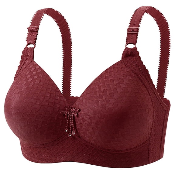 Women's Seamless Everyday Bras - Women's Bra Soild Color Underwear Bra Everyday Underwear Wine 3Xl