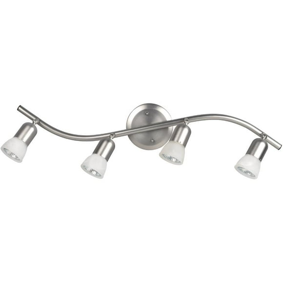 James 4 Light Track Light Fixture - Brushed Pewter with Alabaster Glass