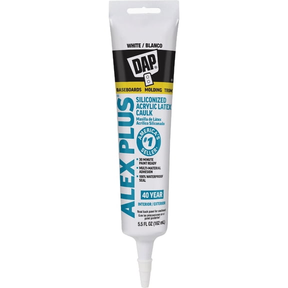 DAP Alex Plus Acrylic Latex Caulk - Waterproof - 5.5 oz, White