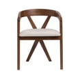 thumbnail image 2 of Cid Xeu 23 Inch Dining Chair, Round Cross Back, White Cushioned Seat, Brown, 2 of 6