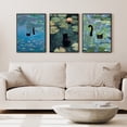 thumbnail image 2 of 3pcs Monet Water Lilies & Cats Print Set - Serene Cat in for Lotus Pond Art, Black Cat Poster, Floral Wall Decor - Ideal Gift for Cat Lovers, Frameless, 3 Styles (Modern, Rustic, Nature-Inspired), C, 2 of 4