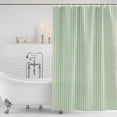 thumbnail image 4 of Sage Green Striped Waterproof Fabric Shower Curtain,Modern Simple Farmhouse Beige Waterproof Fabric Shower Curtain for Bathroom Curtains Bathtubs Hotel Shower Curtains with 12 Hooks Standard 66x72, 4 of 8