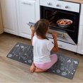 thumbnail interactive-video image 1 of Black Kitchen Rugs And Mats Set Of 2 - Non-Slip Washable Floor Mats With Quotes, Anti-Fatigue For Cooking, 17x47.2'' + 17x30'' 1 of 3