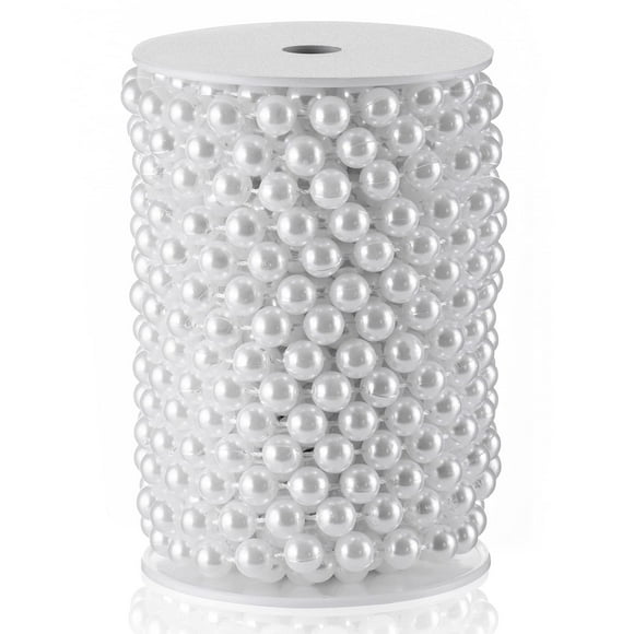 Guirnalda de Perlas Artificiales ZJJZGYXINTAI de 10 mm, Hilo Blanco de 10 m
