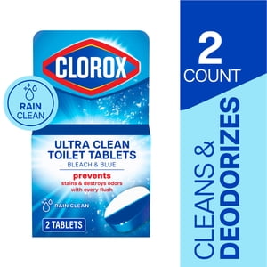 Clorox Bleach & Blue Toilet Bowl Cleaner Tablets, 2 Count