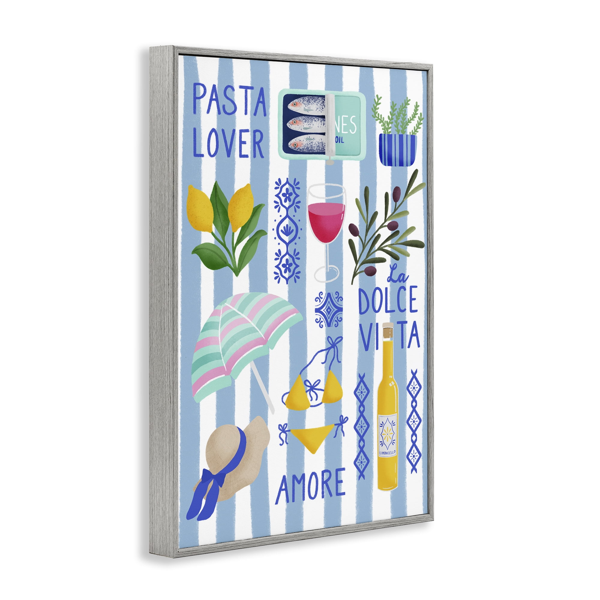 Stupell Industries Pasta Lover Mediterranean Gray Framed Giclee Art, design by Metka Hiti