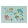 thumbnail image 2 of Narwhal Cutting Board, Rainbow Colored Unicorns of the Land and Ocean Girly Illustration Colorful Cartoon, Decorative Tempered Glass Cutting and Serving Board, Small Size, Multicolor, by Ambesonne, 2 of 5