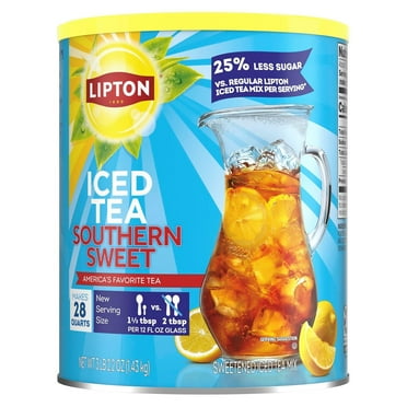 Lipton Iced Tea Mix Southern Sweet Black Tea, Caffeinated, 28 Quarts Reduced Sugar