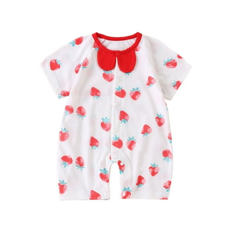 

TAIAOJING Baby Romper Girls Boys Print Fruit Clothes Jumpsuit Strawberry Girls Romper&Jumpsuit Onesie Outfit 3-6 Months