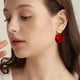 thumbnail image 4 of Pendientes rojos grandes, aretes colgantes de zinc rojos para mujer, bohemios, de resina de pétalos, 4 of 6