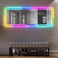 thumbnail image 2 of LVSOMT 55"x20" RGB LED Mirror, Full Length Mirror with Lights, Wall Mounted Hanging Mirror, Full Body Lighted Mirror for Bedroom Living Room Locker Room Bathroom, Aluminium Alloy (Black), 2 of 9
