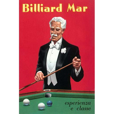 An advertising postcard for a billiard pool and snooker table manufacturers with salesrooms in Rome Florence Torino Sienna and Milan Poster Print by