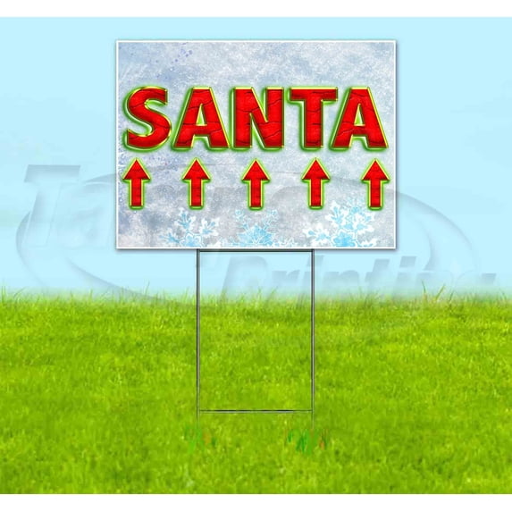 Santa Arrow (18" x 24") Yard Sign, Includes Metal Step Stake