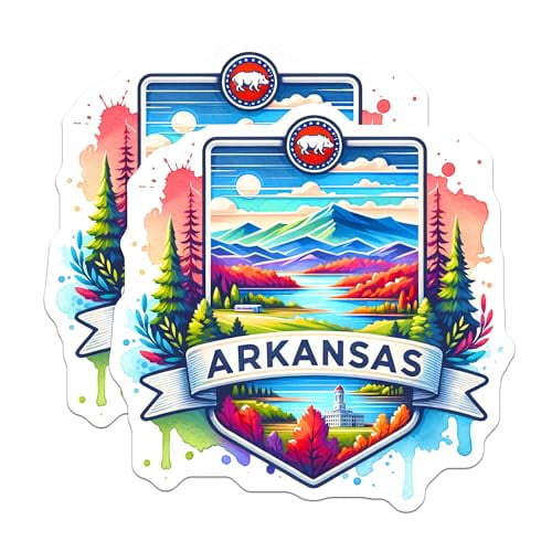 (2 Pack) Arkansas State Magnets - Colorful Arkansas Art - Travel Souvenir Magnets - 5" On Longest Side - for Cars, Fridges, Toolboxes - Made in USA - MAG6917