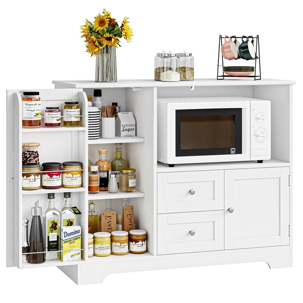 Alacenas para Cocina, Alacenas para Despensa con 2 Cajón, Gran Capacidad, Mueble Aparador para Sala de Estar, Comedor, Oficina, 100X40X82CM(Blanco)