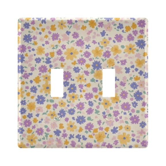 Dailycode Light Switch Plate Covers 2 Gang Wall Plate Plastics Outlet Covers for Kitchen Home Office Decor Lilac Yellow Pastel Flower