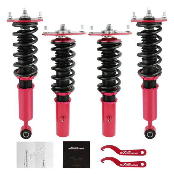 MaXpeedingrods Coilovers for Mitsubishi 3000GT AWD 1991-1999, for Dodge Stealth AWD 1991–1996, Height Adjustable Coilovers Suspension KIt, Preset Damping Shock Absorber Struts Lowering Kit Red