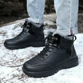 thumbnail image 6 of Men's Waterproof Leather -Lined Platform Ankle Boots Lace Up Thick Soles Mid Top Comfort Warm Snow Sport Booties Non- Casual outdoor Work Hiking Boots, 6 of 9