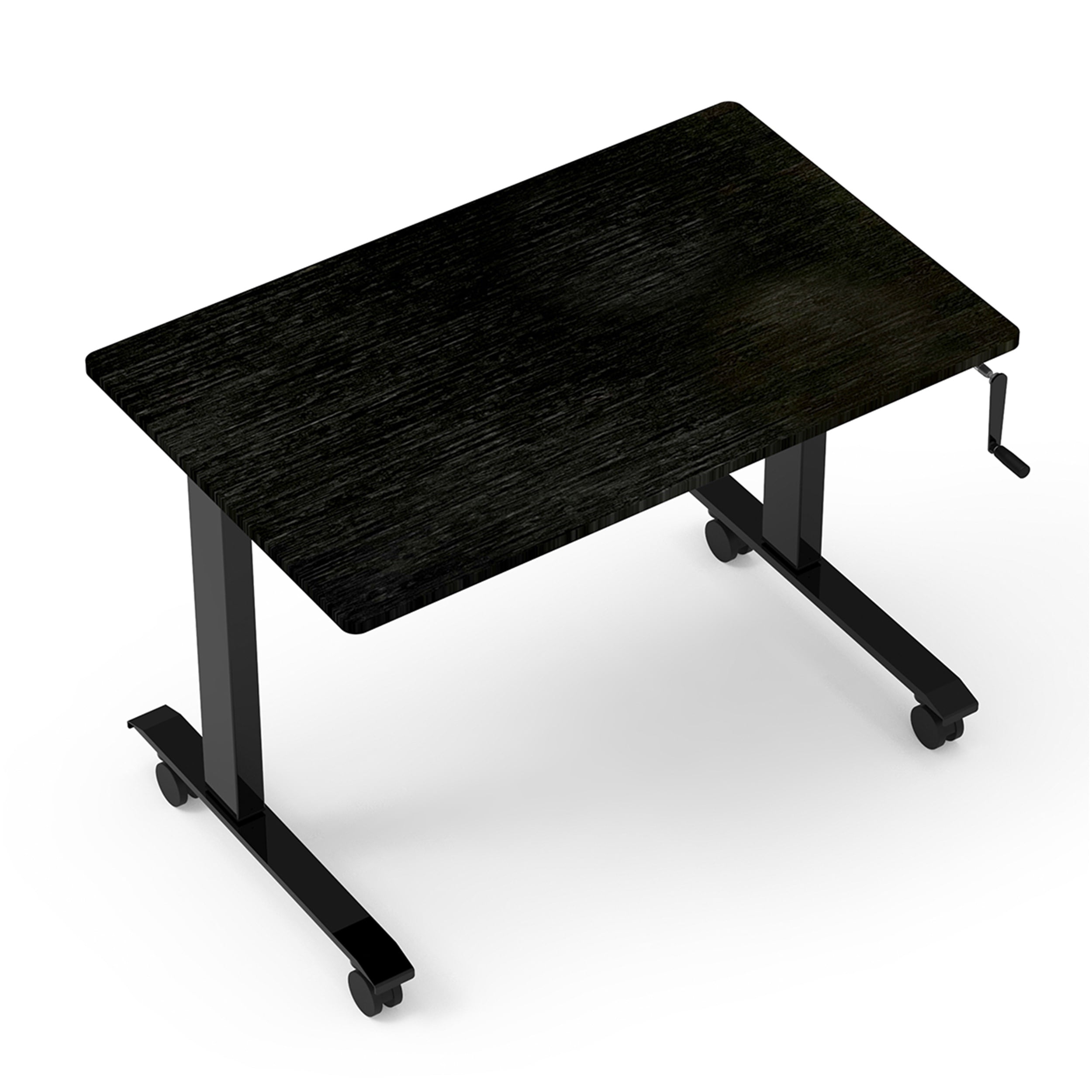 Stand Up Desk Store Crank Adjustable Height Rolling Standing Desk (Charcoal Frame/Black Coffee Bamboo Top, 48" Wide)