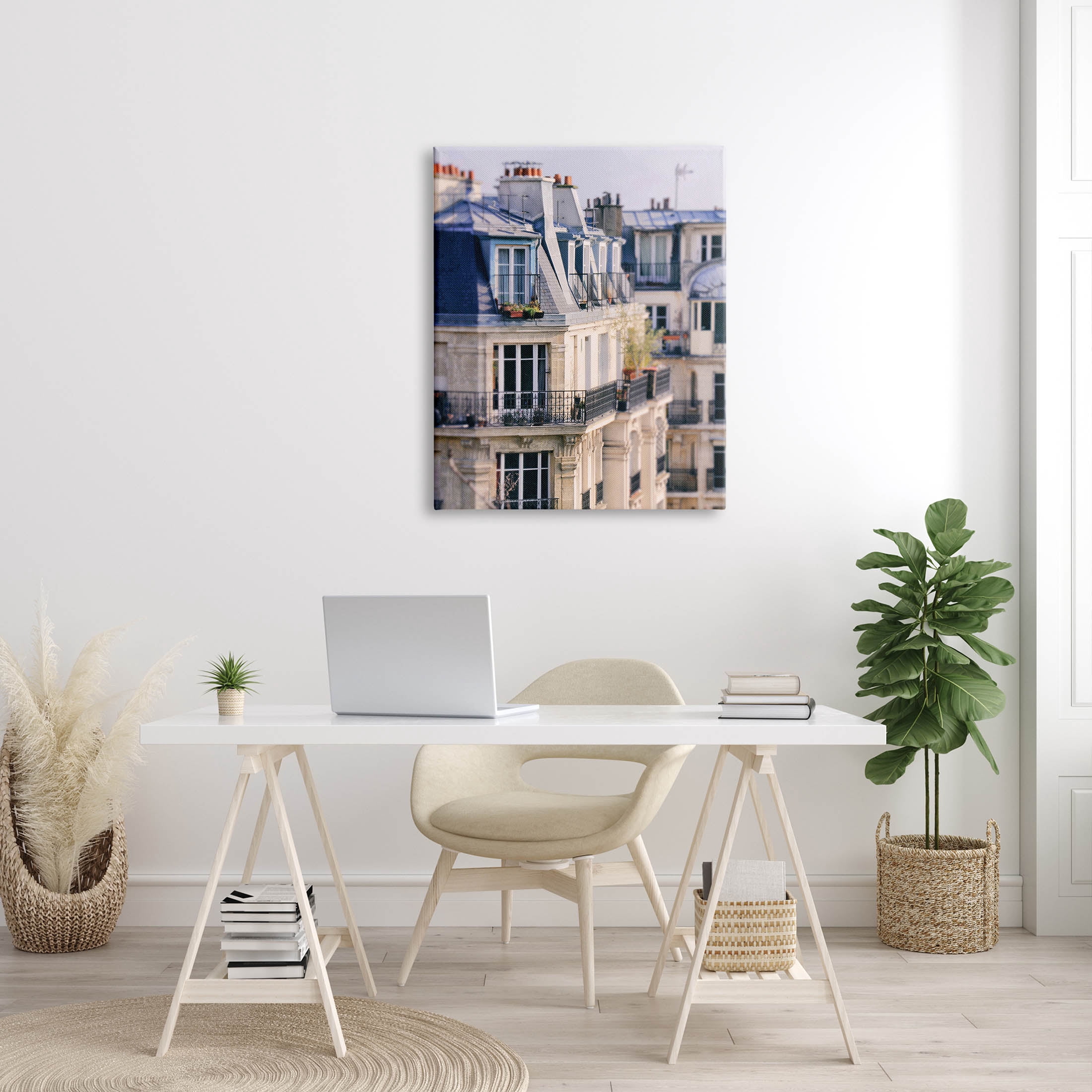 Parisian Architecture Buildings Town & City Photograph Gallery Wrapped Canvas Print Wall Art