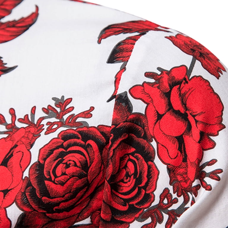 Leesechin Mens Floral Print Dress Shirt Flower Pattern Slim