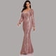 thumbnail image 4 of Mujeres Soild Vestidos de Lentejuelas de Cuello en V de Manga Larga Vestidos Largos Odeerbi ODB112725, 4 of 8