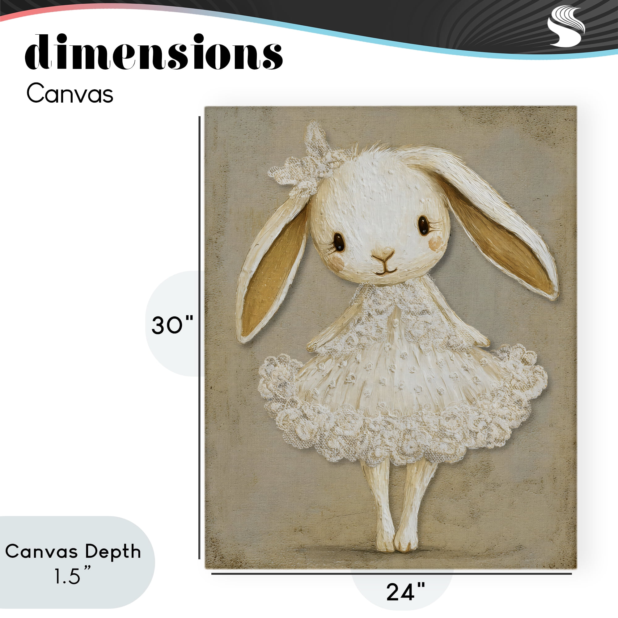 Stupell Industries Ballerina Bunny in Lace Dress Canvas Wall Art, design by Ink Drop Loft