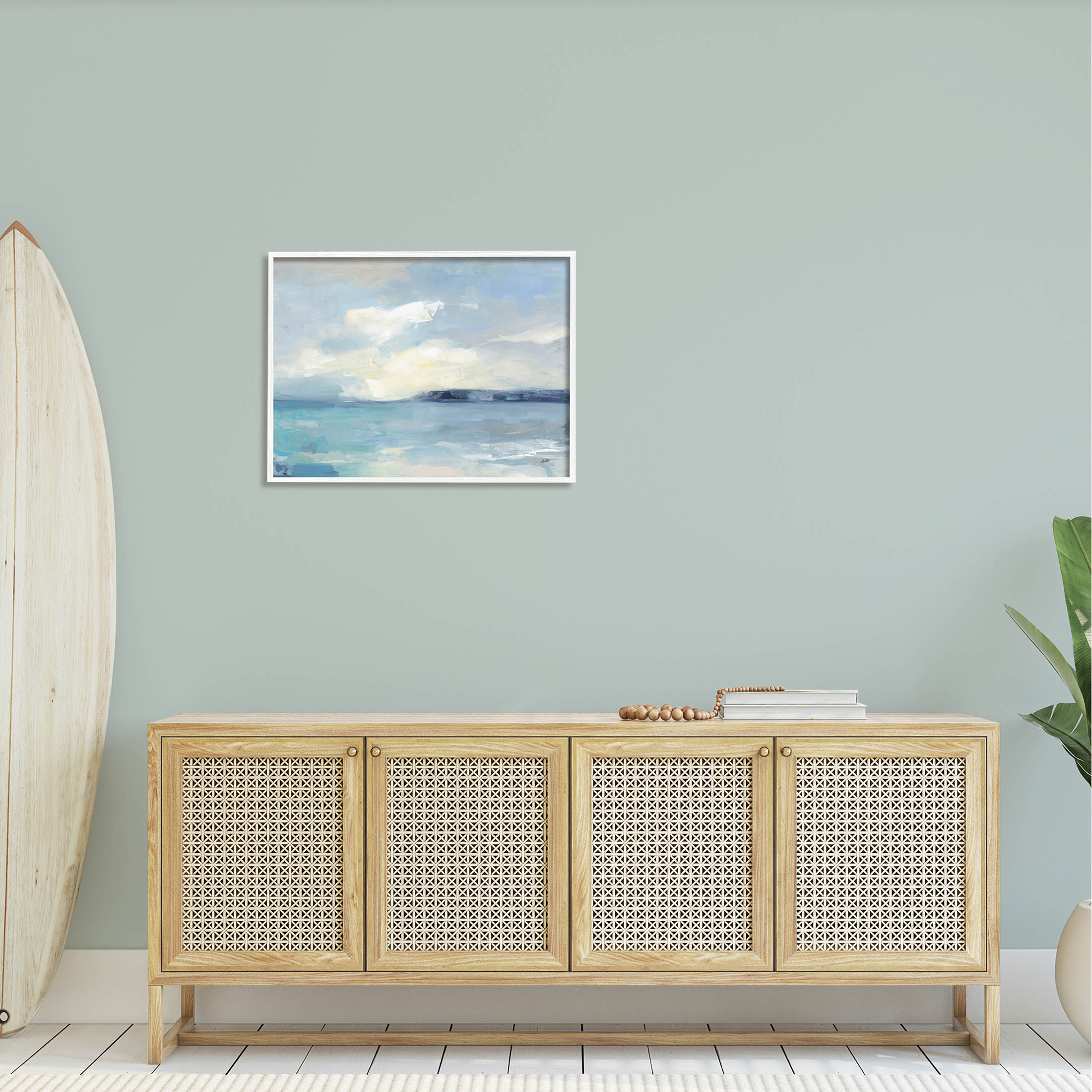 Stupell Industries Abstract Ocean View Landscape Painting White Framed Art Print Wall Art, Design by Julia Purinton