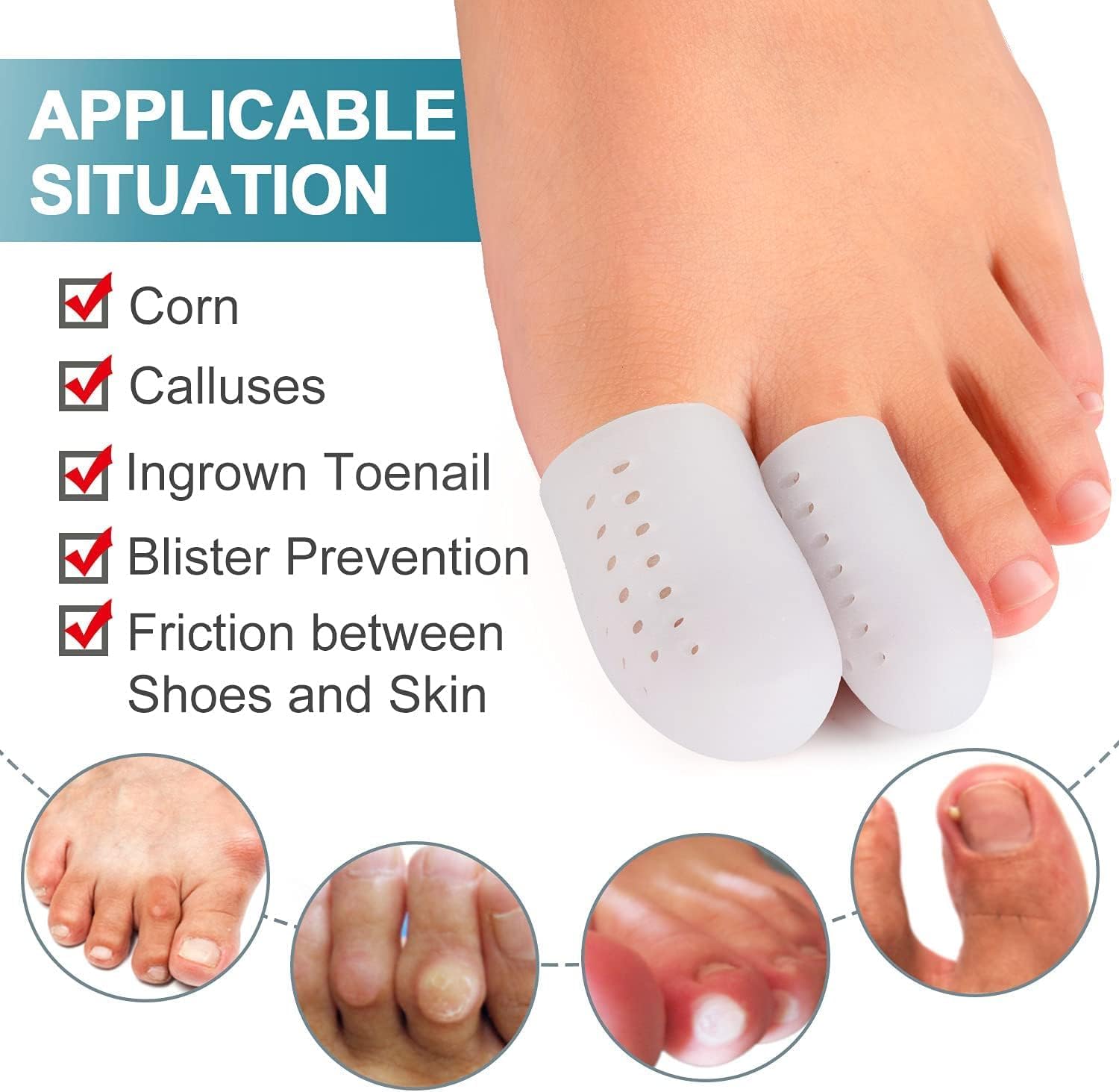 12PCS Toe Protector Gel Big Toe Cap Toe Cover Sleeve For Ingrown Toenails Corns