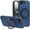 Blue, variant on REQO Magnetic Case for iPhone 16E/SE4, Slim Business Leather Cover with Rotation Metal Ring Stand Wireless Charging Phone Case
