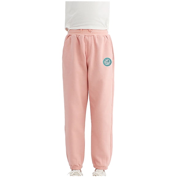Odeerbi Toddler Boys Girls Fleece Lined Sweatpants Winter Cotton Sports Pants Toddler Baby Candy Color Solid Color Leggings 2025 Casual Kids Pants Pink 4-5 Years