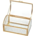 thumbnail image 1 of Caja geométrica de vidrio y latón, joyero vintage, vitrina para anillos de boda, caja de recuerdos, caja de presentación de escritorio para bodas, grande, 1 of 5