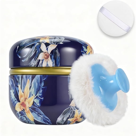 Body Powder Puff and Container, 3.15" Portable Dusting Powder Container with Soft Puff Loose Powder Case Box Jar with Lids for Home and Travel Use