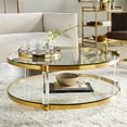 thumbnail image 2 of Uptown Club Toledo 40" Round Metal and Tempered Glass Coffee Table in Gold, 2 of 4
