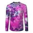 thumbnail image 4 of Autumn T Shirts for Man Round Neck Long Sleeve Tops Tie Dye Print Fall Blouses, 4 of 5
