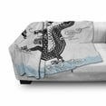 thumbnail image 3 of Dragon Soft Flannel Fleece Throw Blanket, Funny Traditional Chinese Dragon at Sea Waves with Calligraphy Print, Cozy Plush for Indoor and Outdoor Use, 50" x 70", Multicolor, by Ambesonne, 3 of 6