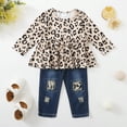 thumbnail image 3 of 18-24 Months Infant Baby Girl Newborn Clothes Baby Girls Outfits Long Sleeve Leopard Tops With Denim Pant Set Blue, 3 of 10