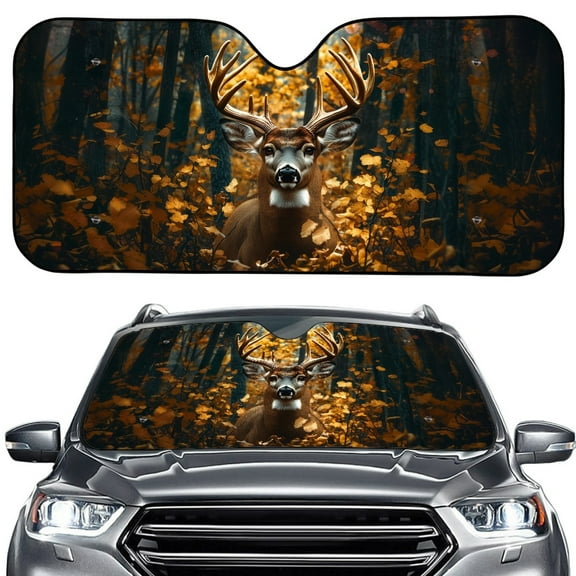 FORUDESIGNS Deer Camo Pattern Car Windshield Sun Shade Thickened Windshield Dash Protector, Vehicle Dashboard Shield Car Interior Sun Protection (57.1 x 27.4 inch)
