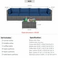 thumbnail image 6 of Ovios 5 Piece Outdoor Furniture All Weather Wicker Patio Conversation Sectional Sofa Set with coffee table for Garden Backyard (Denim Blue), 6 of 6