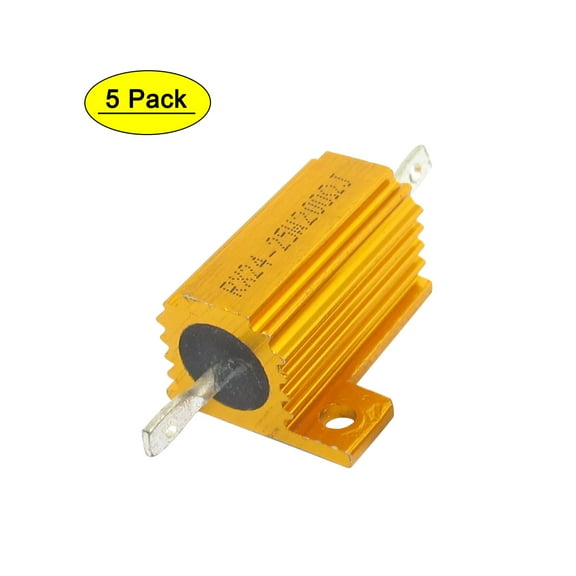 5Pcs 25W 200 Ohm 5% Yellow Chassis Mount Aluminum Clad Wirewound Power Resistor