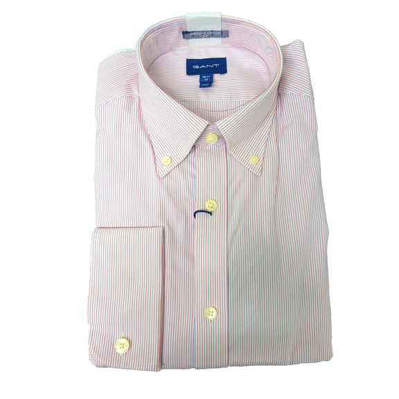 GANT Pink Rose American Cotton PPO Stripe Slim Shirt 3057302 Size M
