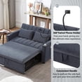 thumbnail image 4 of Harper & Bright Designs Pull Out Sofa Bed with Adjustable Backrest, 2 Seat Loveseat Chaise Lounge with USB Ports, Side Pockets, Cup Holders and 360°Swivel Phone Holder for Living Room, Blue-gray, 4 of 19
