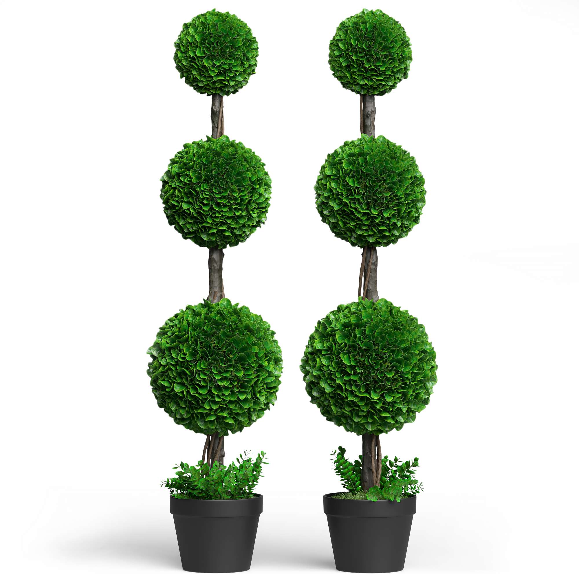 Barnyard Designs 4ft (48”) Artificial Boxwood Topiary Ball Tree, Front