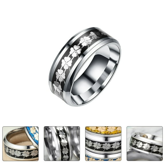 GOOHOCHY Black Titanium Steel Ring Fashion Jewelry for Decoration Men Women Size Adjustable