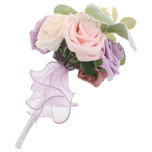 OULII Lavender Artificial Hand Bouquet for Wedding Decor Lightweight Realistic Lace Roses Rustic Style