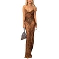 thumbnail image 1 of Mialoley Robe Longue Fendue pour Femmes Motif Zèbre/léopard devant Dos Nu Robe de Soirée pour Cocktail, 1 of 9